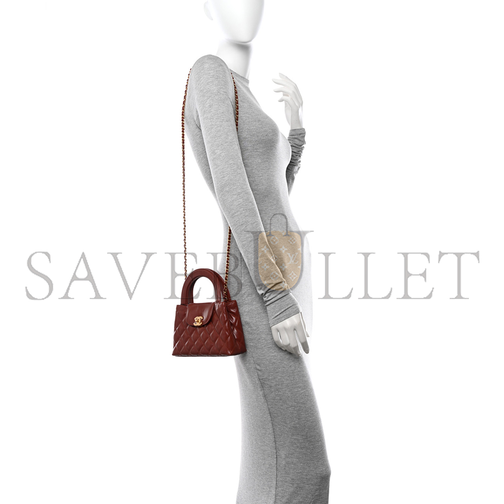 CHANEL SHINY CALFSKIN QUILTED NANO KELLY SHOPPER AS4416 (19*13*7cm)